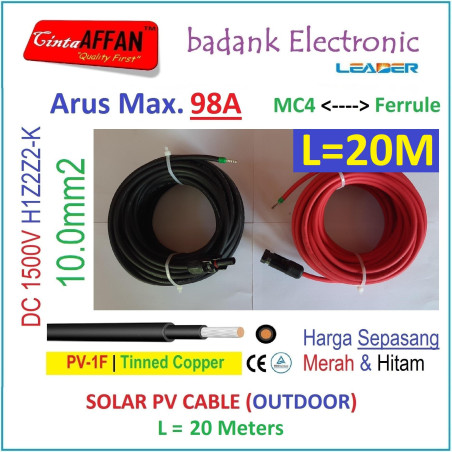 MC4 --- Ferrule PV Cable 1500V H1Z2Z2-K 10mm2 Tinned copper L20M