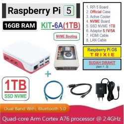 KIT-6A(1TB)  Raspberry Pi 5 (16GB RAM) KIT NVME SSD 1TB - Complete SET SIAP PAKAI
