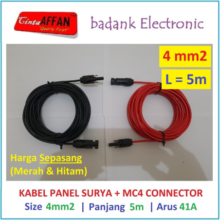 Kabel Solar Panel Surya 4 mm2 L  5 meter dengan Konektor MC4