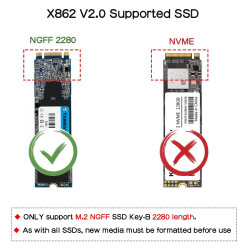 SUPTRONICS X862 USB3.0 to M.2 SATA NGFF SSD Shield for Raspberry Pi 4