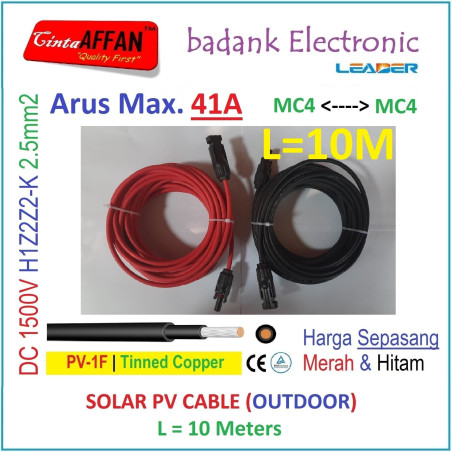 MC4 --- MC4 PV Cable 1500V H1Z2Z2-K 2.5mm2 Tinned copper L10 Meter