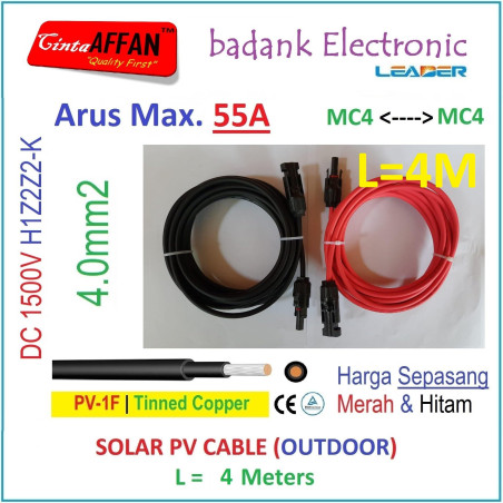 MC4 --- MC4 PV Cable 1500V H1Z2Z2-K 4mm2 Tinned copper L4 Meter