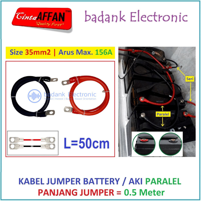 Kabel Jumper Battery PARALEL Size 35 mm2 L  0.5 meter Panel Surya Aki