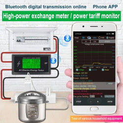 AC 230V 0-100A Volt Ampere Power kWh Energy Meter dengan Bluetooth