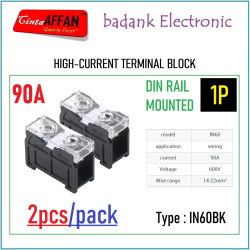 2pcs/pack DIN Rail High Current Terminal Block IN60BK 90A 1P 600V