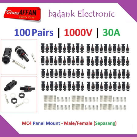 100 pairs MC4 PANEL MOUNT M12 Thread 1000V 30A M/F Solar Panel Surya