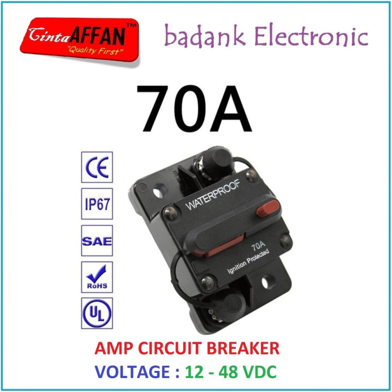 70A Thermal Circuit Breaker DC 12-48V 70A Solar Panel Surya Battery