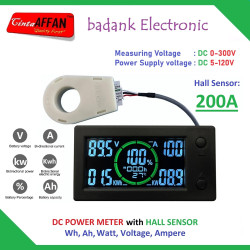 300V 200A DC Digital Power Meter Hall Sensor - Wh Ah Watt Volt Amp