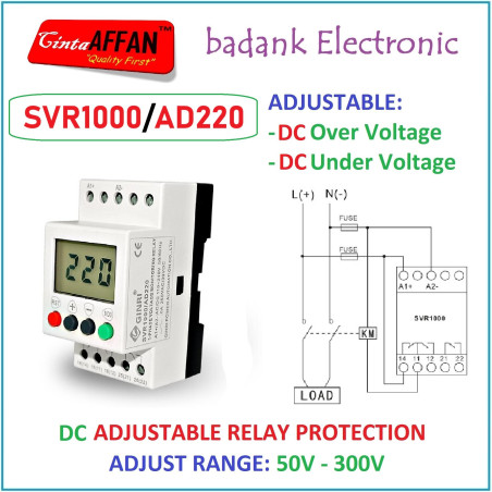 GINRI SVR1000-AD220 DC Protection Relay 72V 96V 240V ADJUSTABLE Over Under VOLTAGE
