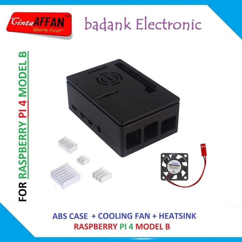 ABS Case  Cooling Fan  Heatsink untuk Raspberry Pi 4 Model B