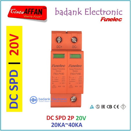 DC SPD 2P 20V 20-40KA Surge Arrester Protect Device Solar Panel Surya