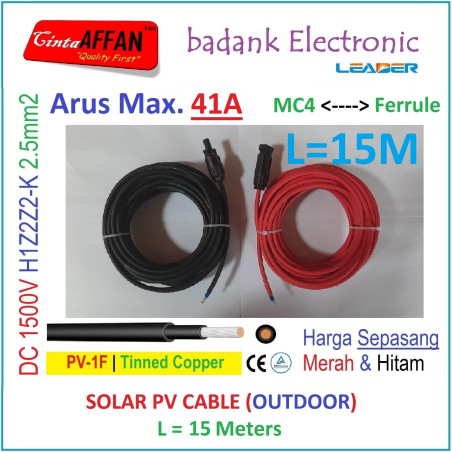 MC4 --- Ferrule PV Cable 1500V H1Z2Z2-K 2.5mm2 Tinned copper L15M