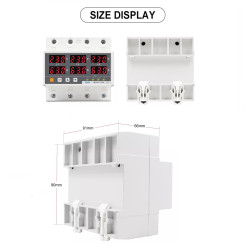 CAFF Relay Protector 3-Phase 4-Wire 100A 3PN VA Monitor 230V Display