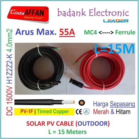 MC4 --- Ferrule PV Cable 1500V H1Z2Z2-K 4mm2 Tinned copper L15M
