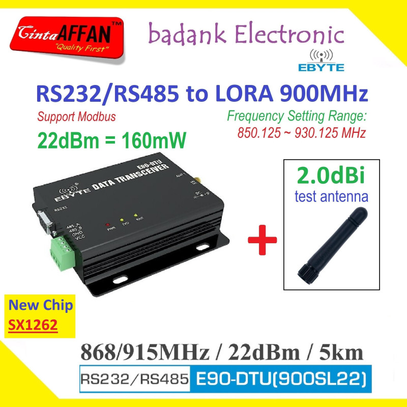 EBYTE E90-DTU (900SL22) MODBUS RS232/RS485 to LORA 900MHz with Antenna