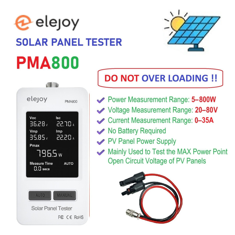 ELEJOY PMA800 Voltage 20-80V Max Power 800W Max Current 35A Solar Panel Tester
