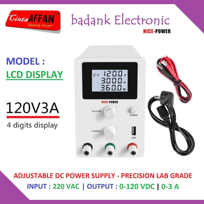 360W Adjustable DC Power Supply 0-120V 0-3A Switching Precision Lab