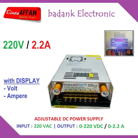 0-220V/0-2.2A Adjustable DC Power Supply with Display Volt Ampere