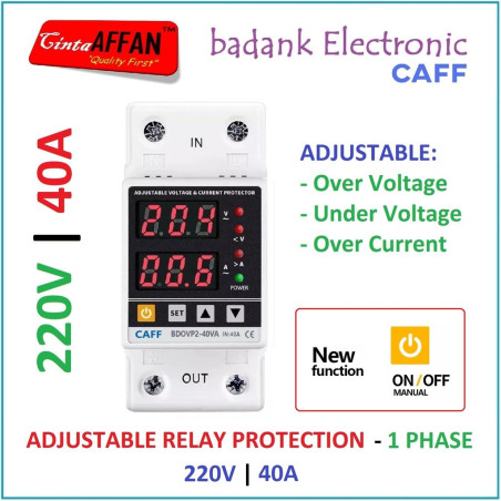 Protection Relay 220V 40A ADJUSTABLE Over Under VOLTAGE Over CURRENT