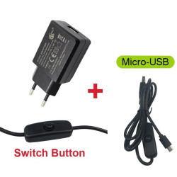 Adaptor Power Supply - Raspberry Pi 3B Raspberry Pi Zero (Micro-USB) with ON-OFF Switch