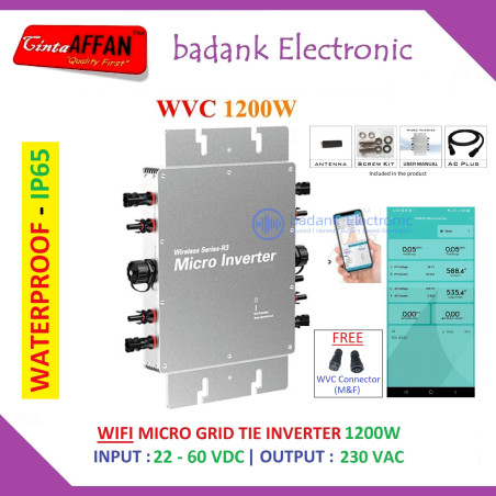 WVC-1200-Life (WIFI) Micro Grid Tie Inverter GTI 1200W PV 22-60V