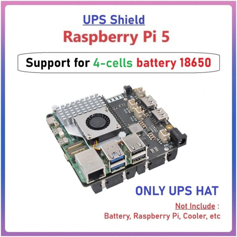 SUPTRONICS X1202 UPS Shield 5.1V 5A 4-Cells 18650 Batt Holder