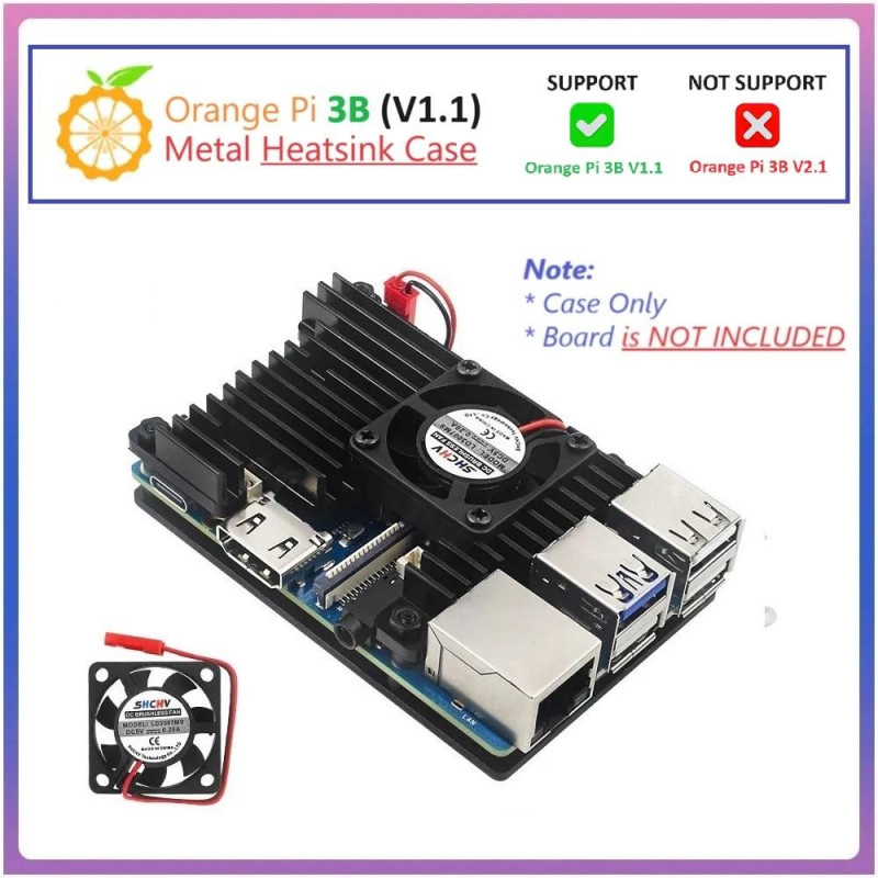 Metal CASE - Orange Pi 3B (with Cooling Fan)