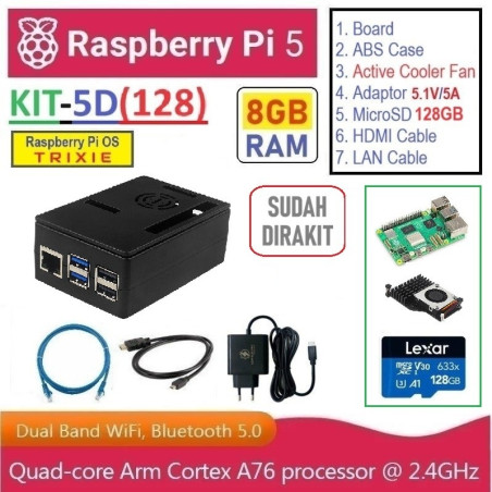 KIT-5D(128)  Raspberry Pi 5 (8GB RAM) - Complete SET (MicroSD 128GB)