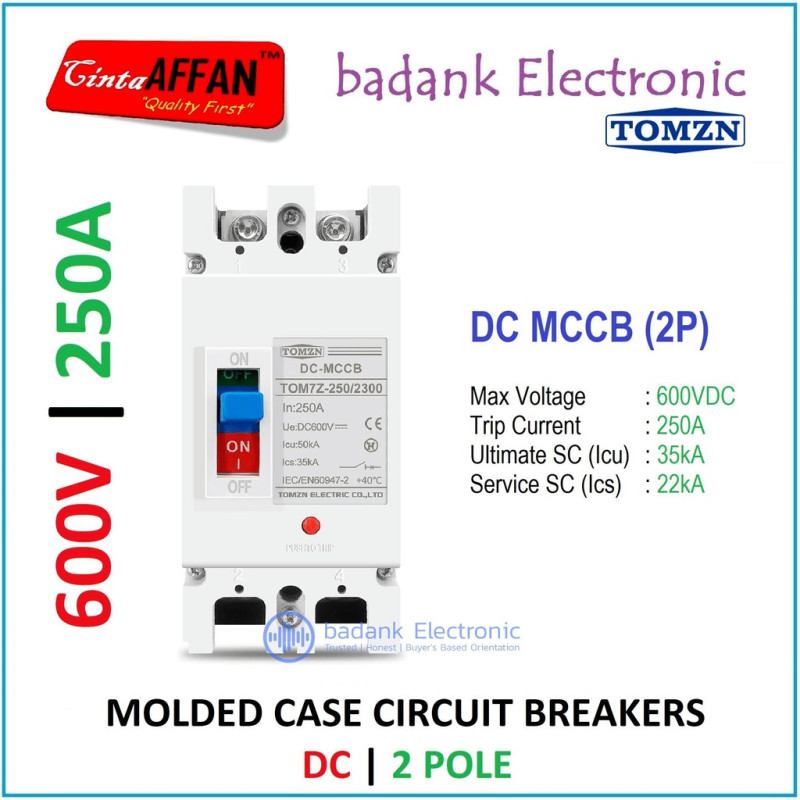 MCCB DC 2P 250A 600V Molded Case Circuit Breaker Panel Surya PLTS