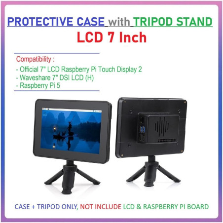 Protective Case (with TRIPOD) For Official LCD 7 Inch Raspberry Pi Touch Display 2
