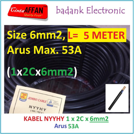 Panjang 5 Meter - Kabel NYYHY 1x2Cx6mm2