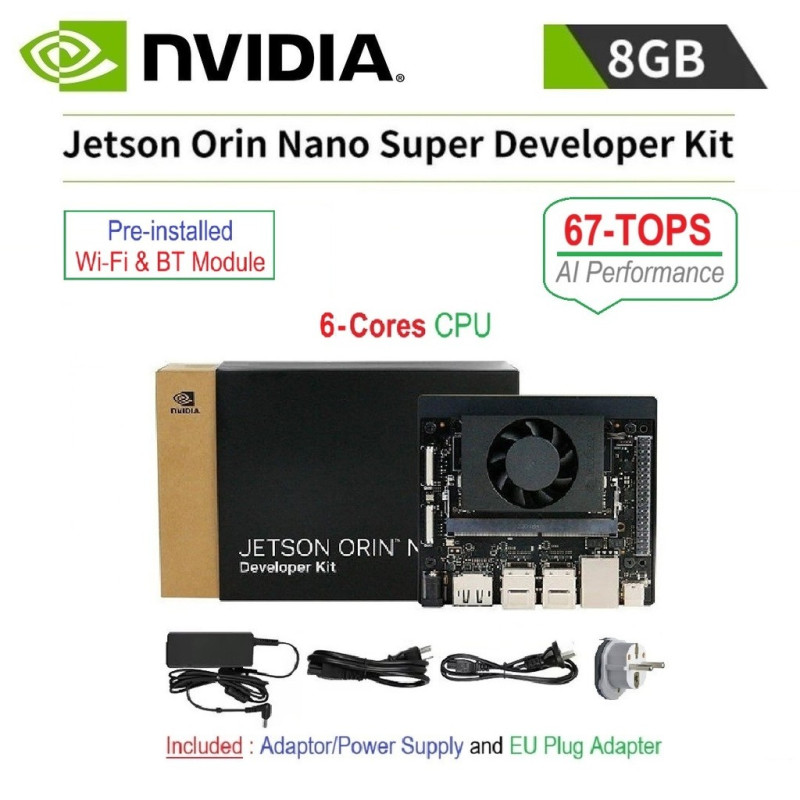 NVIDIA Jetson Orin Nano SUPER Developer Kit - 8GB RAM 67-TOPS AI Performance