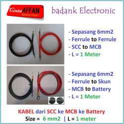 Kabel 6 mm2 dari SCC ke MCB (L1M) dan dari MCB ke Battery (L-1M)