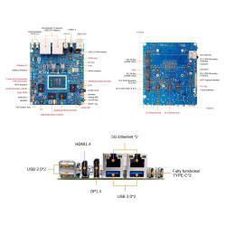 Orange Pi 6 PLUS 16GB RAM 12-Core CPU 45-TOPS AI Computing Power Integrated Cooler Fan  100W Power Supply