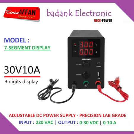 NICE POWER Adjustable DC Switching Power Supply 0-30V 0-10A - BLACK