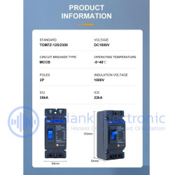 MCCB DC 2P 100A 1000V Molded Case Circuit Breaker Panel Surya PLTS