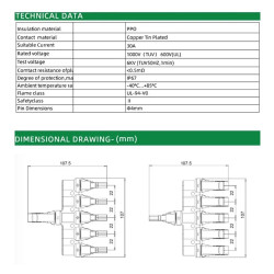 MC4 Cabang 5 (5-IN to 1-OUT) 5T T-Type 1000V Max 50A Solar Panel Surya