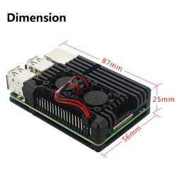 Black ALUMINIUM Metal Case DUAL FAN - Raspberry Pi 4 Model B