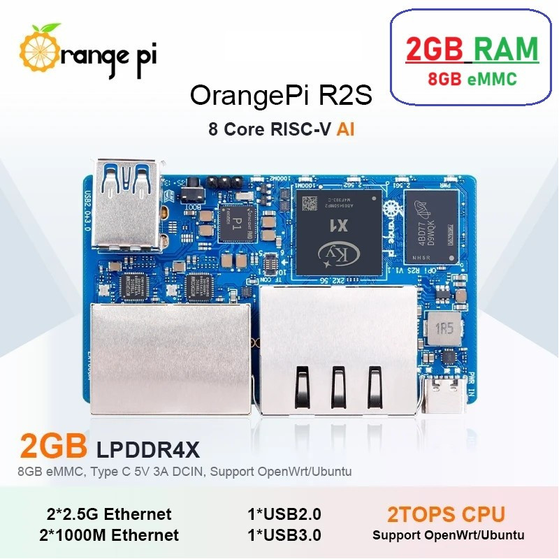 Orange Pi R2S - 2GB RAM (with on-board 8GB eMMC)