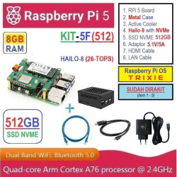 KIT-5F(512)  Raspberry Pi 5 (8GB RAM) KIT HAILO-8 (26-TOPS) with SSD NVME 512GB - Complete Set