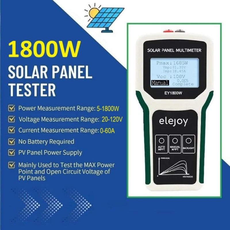 Solar Panel Multimeter ELEJOY EY1800W Voltage 20-120V Max Power 1800W Max Current 60A