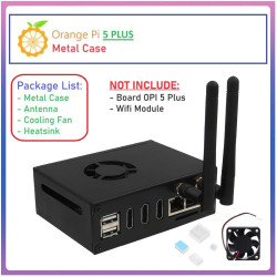 Geekworm N508  METAL CASE for Orange Pi 5 Plus (with Cooling Fan External Antenna and Heatsink)