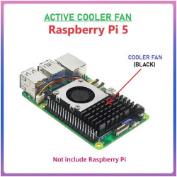 BLACK Active Cooler Fan for Raspberry Pi 5 Integrated with Heatsink