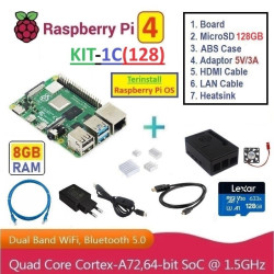 KIT-1C(128) : Raspberry Pi 4 (8GB RAM) - Complete SET (MicroSD 128GB)