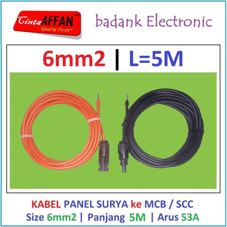 Sepasang Kabel 6 mm2 dari MC4 Panel Surya ke MCB / SCC L  5 meter