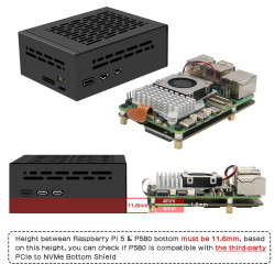 Geekworm P580  Raspberry Pi 5 METAL CASE (for use with NVME Board X1002)