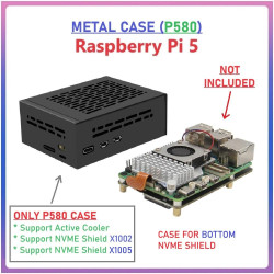 Geekworm P580  Raspberry Pi 5 METAL CASE (for use with NVME Board X1002)
