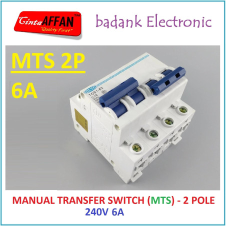 MTS AC C6 6A 240V 2P (L-N) Manual Transfer Change Over Switch COS 1-Ph