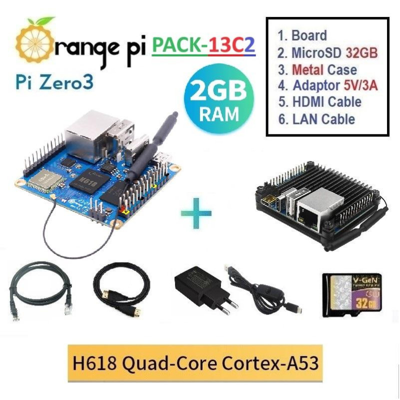 PACK-13C2  Orange Pi Zero 3 (2GB) - Complete SET