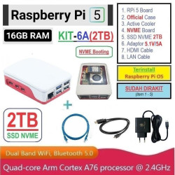 KIT-6A(2TB)  Raspberry Pi 5 (16GB RAM) KIT NVME SSD 2TB - Complete SET SIAP PAKAI